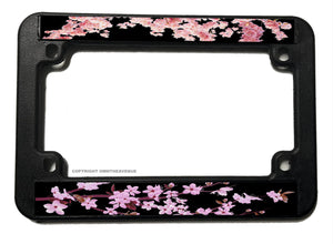 Cherry Blossoms Flowers Motorcycle License Plate Frame
