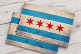 2Pcs Chicago Flag Rustic Style Laptop Bumper Vinyl Sticker Decals 4" Each