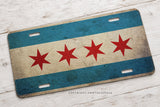 Chicago Flag Rustic Style Car Truck Auto Metal License Plate