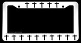 Christian Cross Jesus Religious Vintage Style White License Plate Frame - OwnTheAvenue