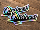 x2 Cincinnati Ohio Holographic Vinyl Sticker Decals 4.5"