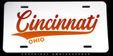 Cincinnati Ohio Synth Wave Style Auto Metal License Plate