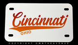 Cincinnati Ohio Synth Wave Style Motorcycle Metal License Plate