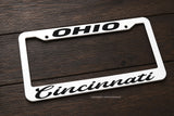Cincinnati Ohio White License Plate Frame
