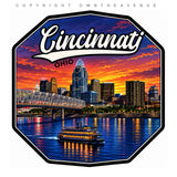 x2 Cincinnati Ohio Souvenir Bumper Laptop Vinyl Sticker Decals 3.75"