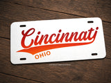 Cincinnati Ohio Synth Wave Style Motorcycle Metal License Plate