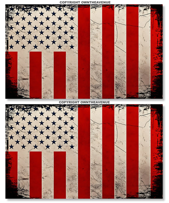 x2 US USA Civil Peace Flag 50 Star Grunge Vinyl Decal Bumper Stickers 3.5