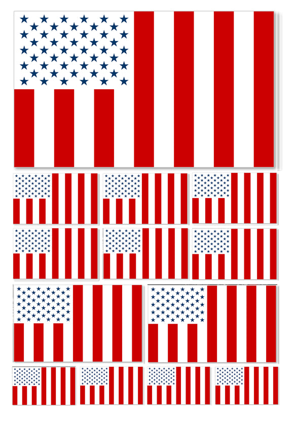 13Pcs Pack USA Civil Peace Flag Assortment Assorted Vinyl Sticker Decals