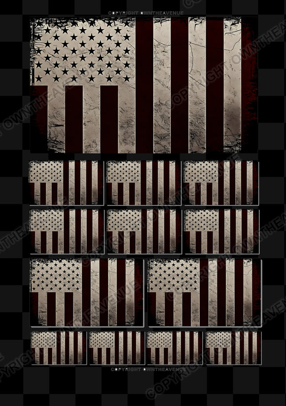 13Pcs Pack Subdued Distressed Civil Peace Flag Assorted Vinyl Sticker Decals