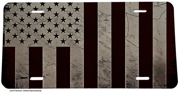 US USA Civil Peace American Flag Grunge Subdued License Plate Cover - OwnTheAvenue