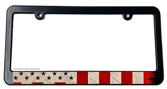 US USA Civil Peace American Flag Grunge Vintage Style License Plate Frame - OwnTheAvenue