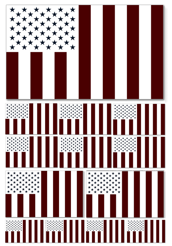 13Pcs Pack USA Subdued Civil Peace Flag Assortment Assorted Vinyl Sticker Decals