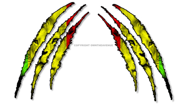 x2 Claw Mark Rasta Lions Off Road Lifted Truck Drifting Racing Vinyl Decal Stickers