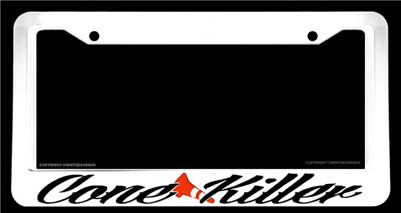 Cone Killer Humor Race Track JDM Drift Funny White License Plate Frame - OwnTheAvenue