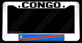 Congo World Country Flag Car Truck V01 White License Plate Frame - OwnTheAvenue
