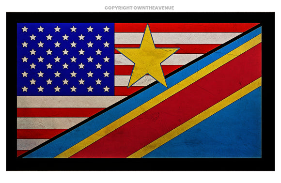 Congo USA American Vintage Style World Country Flag Vinyl Sticker Decal 3.5