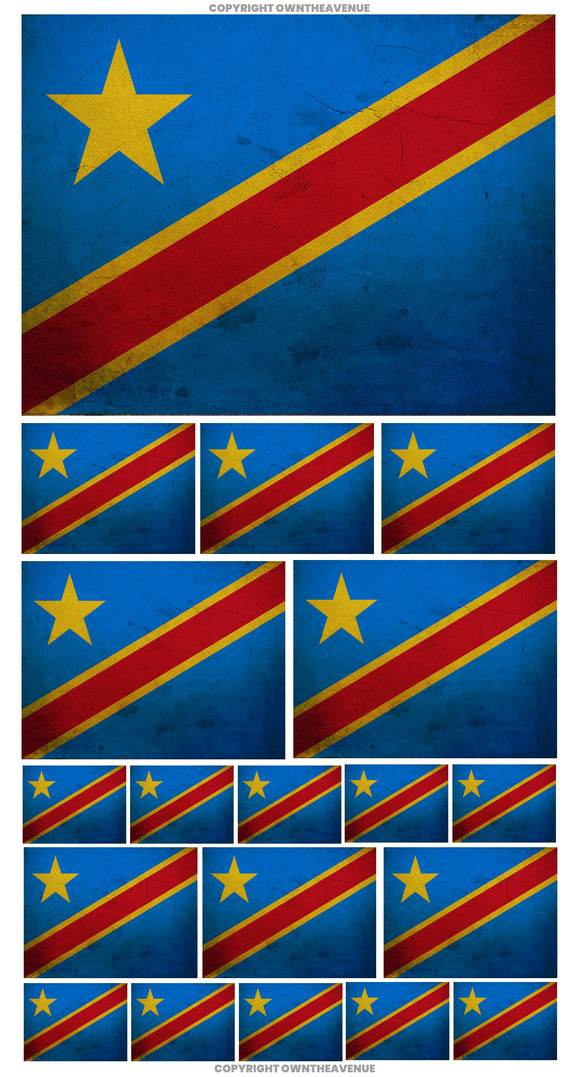 19Pcs Pack Lot Congo Vintage Style World Country Flag Assorted Sticker Decals - OwnTheAvenue