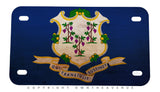 Connecticut Flag Rustic Style Motorcycle Metal License Plate - OwnTheAvenue