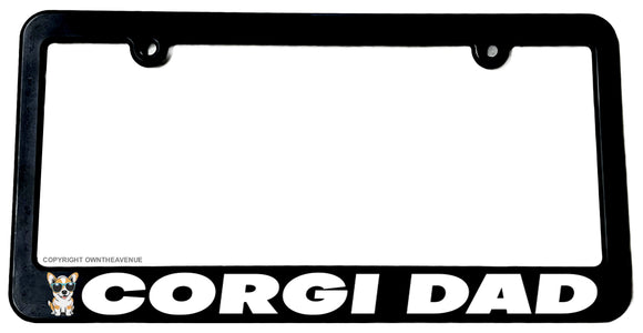 Corgi Dad Dog Pet Puppy Black License Plate Frame - OwnTheAvenue