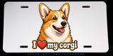 I love My Corgi Dog Pet Auto Metal License Plate