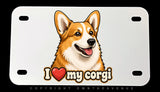 I Love My Corgi Dog Pet Motorcycle Metal License Plate