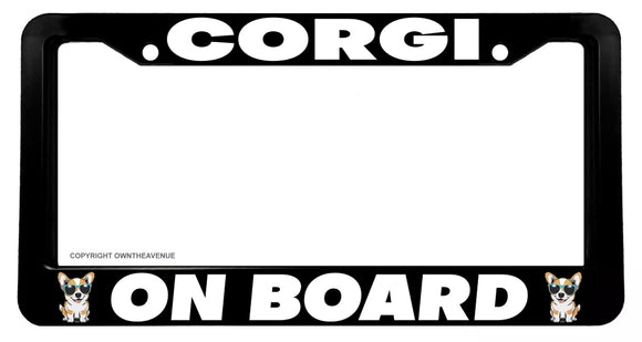 Corgi On Board Humor Dog Pet Puppy Black License Plate Frame - OwnTheAvenue