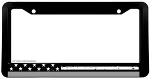 Support Corrections Officers USA American Flag Silver Colored Line License Plate Frame - OwnTheAvenue