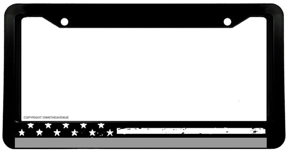 Support Corrections Officers USA American Flag Silver Colored Line License Plate Frame - OwnTheAvenue