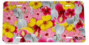 Hibiscus Hawaii Aloha Pattern Art Car Truck License Plate Cover - OwnTheAvenue