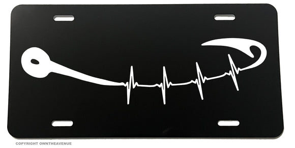 Fishing Fish Hook Heart Beat Love License Plate