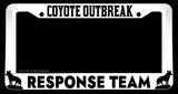 Coyote Outbreak Response Team Joke Hiking Camping White License Plate Frame - OwnTheAvenue