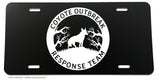 Coyote Outbreak Response Team Funny Joke Auto License Plate