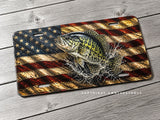 USA American Flag Crappie Fish Fishing Auto Metal License Plate