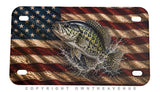 USA American Flag Crappie Fish Fishing Motorcycle Metal License Plate