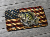 USA American Flag Crappie Fish Fishing Motorcycle Metal License Plate