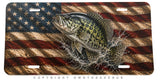 USA American Flag Crappie Fish Fishing Auto Metal License Plate