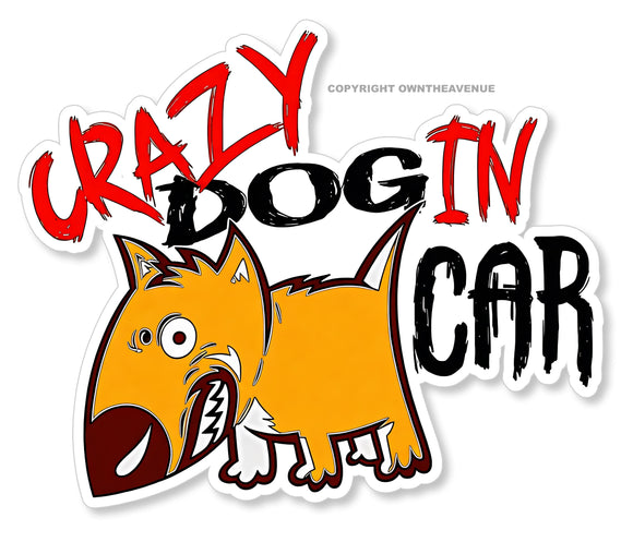 Crazy Dog In Car Funny Joke Gag Car Truck Laptop Vinyl Sticker Decal 4