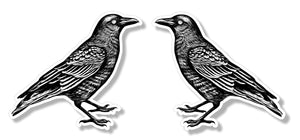 L / R Crow Bird Gothic Punk Rock Vintage Jk Retro 2 Pack Vinyl Sticker Decals 3.75"