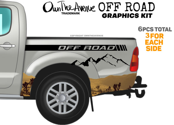 x2 Off Road 4x4 Lifted Truck Desert Scene Mountains Vinyl Decor Decal Graphics Kit