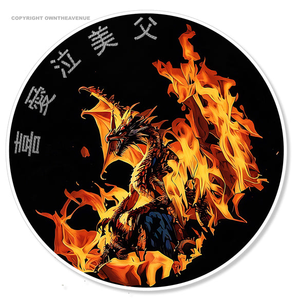 Dragon Flames Fire JDM Kanji Japanese Racing Drifting Vinyl Sticker Decal 4