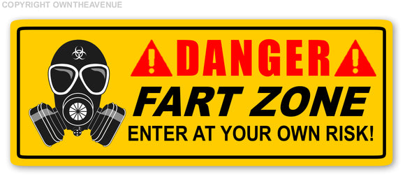 Danger Fart Zone Funny Warning Caution Joke Prank Car Truck Vinyl Sticker Decal