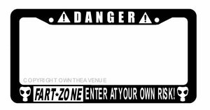 Danger Caution Warning Fart Zone Funny Prank Joke Car Truck License Plate Frame