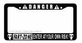 Danger Caution Warning Fart Zone Funny Prank Joke Car Truck License Plate Frame