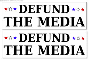 x2 Defund The Media Funny Republican Political Bumper Vinyl Sticker Decal 7"