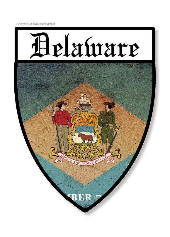 Delaware Badge Logo Vintage Style Car Truck Vinyl Sticker Decal 3.5