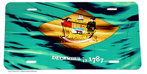 Delaware DE Wavey Original Vintage Style Tattered Flag Auto License Plate