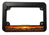 Desert Mountains Cactus Off Road Dirt Bike Motorcycle License Plate Frame