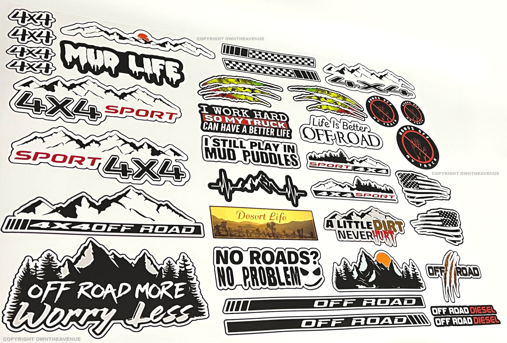 4x4 Vinyl Decal Sticker Set Of 2 Off Road Truck 10” - Foto 5