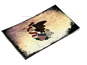 Illinois Flag Rustic Vintage Style Grunge Distressed Tattered Sticker Decal 3.25"