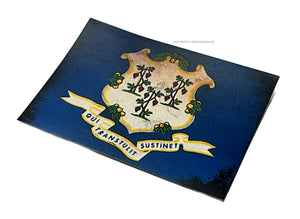 Connecticut Flag Vintage Style Rustic Tattered V02 Sticker Decal 3.25"
